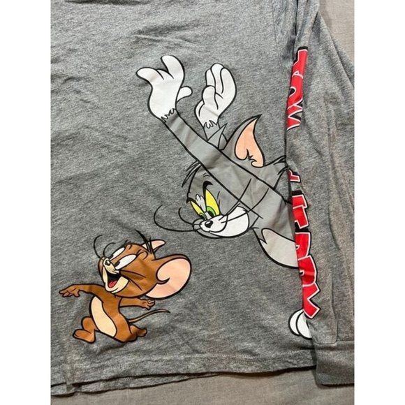 Tom Jerry Shirt Boys 3XL Grey Long Sleeve Pullover Tee Unisex Kids Youth - Picture 4 of 8